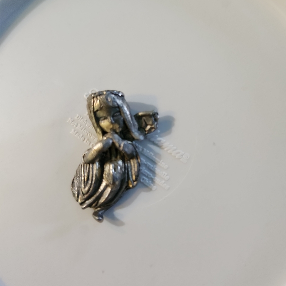 Vintage America Jewelry - Vintage Pewter Signed Angel Pendant